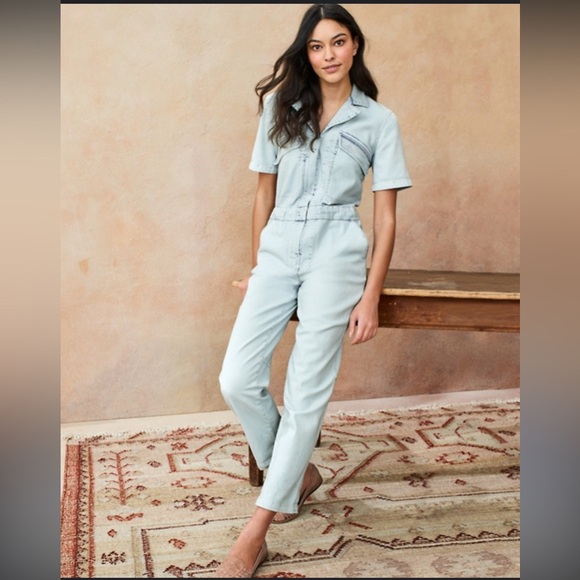 Faherty Blythe Organic Cotton Denim Jumpsuit XS - Picture 1 of 12